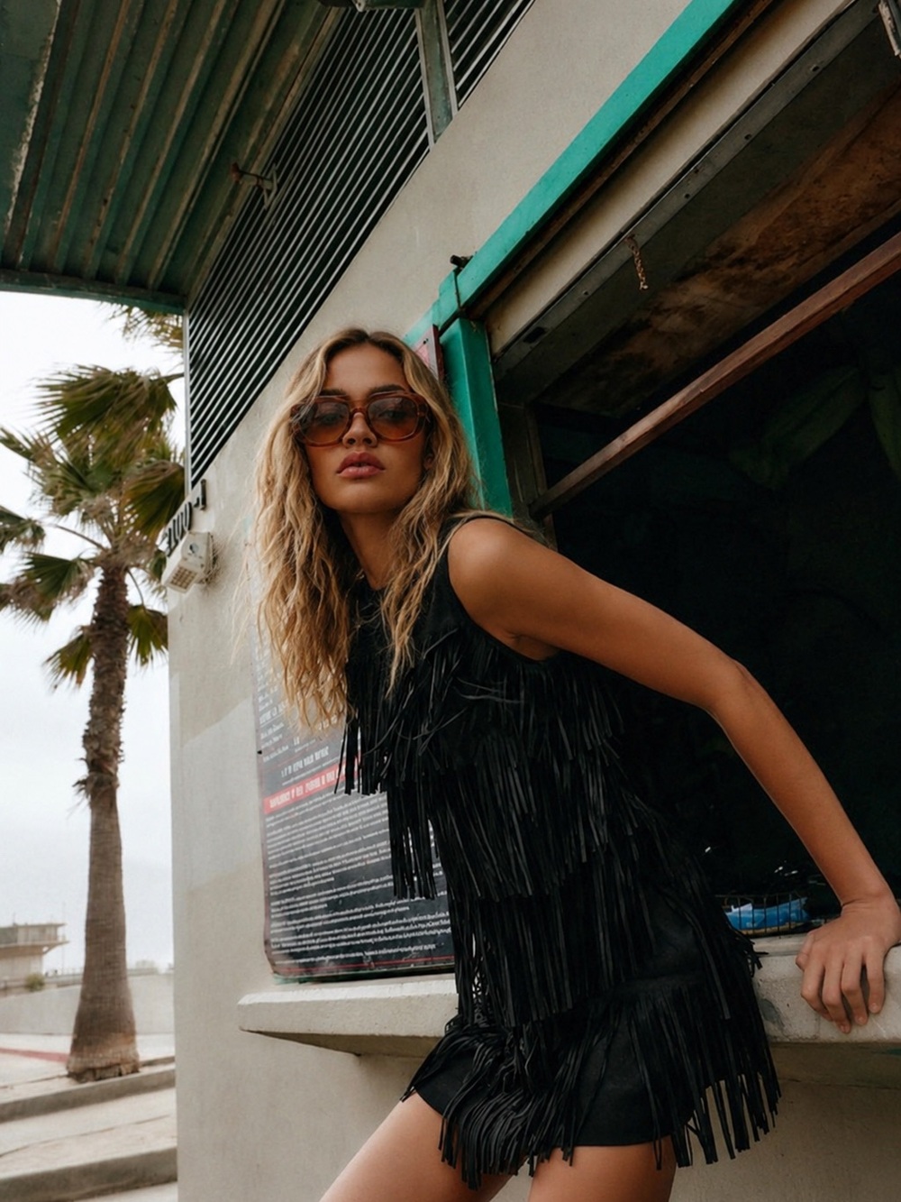 ZARA fringe faux suede dress